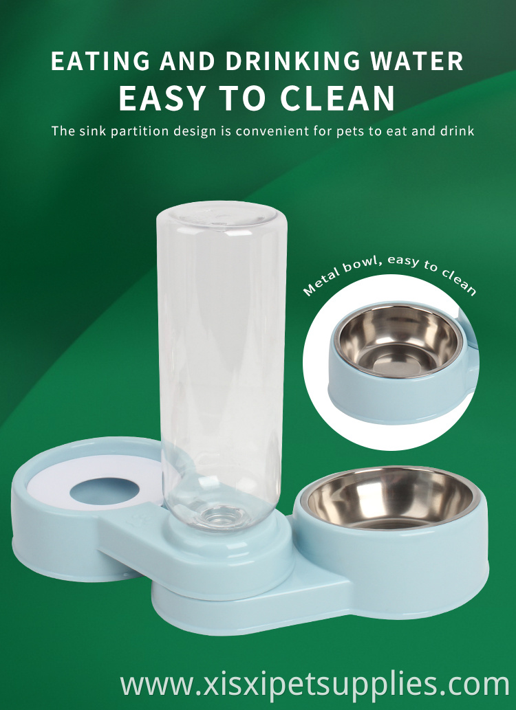 Factory Wholesale Automatic Pet Water Dispenser Slant Double Cat Dog Water Food Bowl